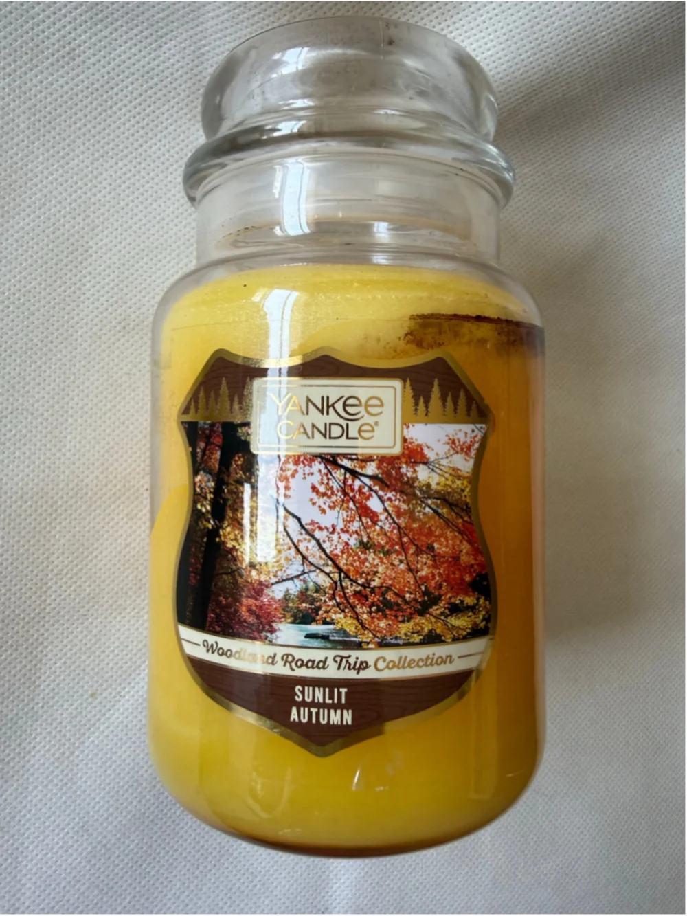 NEW Yankee Candle Large Jar 22 oz Woodland Road Trip SUNLIT AUTUMN *READ